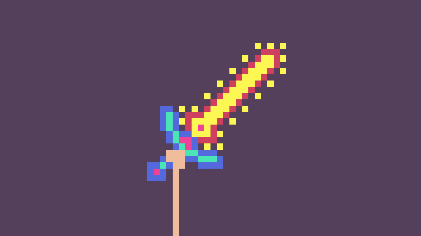 A pixelated sword